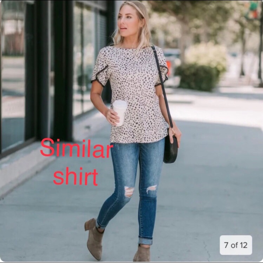ruffle shirt polka dot shirt XL NWT Reb in J. White black exaggerated ruffle top - Picture 5 of 16